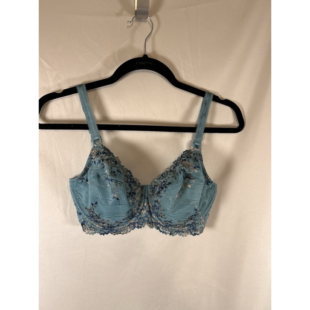 Wacoal Embrace Lace 32DDD Embroidered Underwire Bra Teal Floral 65191 - Picture 10 of 11